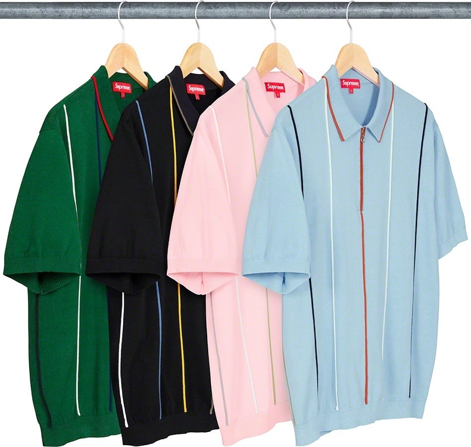 Pinstripe Half Zip Polo